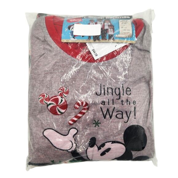 Briefly Stated Men's Grey Disney Mickey Mouse Fleece 2-pc Pajamas Set Size L - Picture 2 of 4